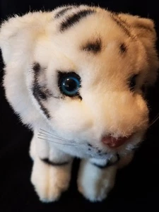 8" White Tiger Blue Eyes Plush Animal Stuffed Toy 1995 K&M International - Picture 1 of 11
