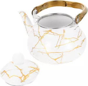 Zerodeko Marble Enamel Jug Cute Tea Kettle Coffee Maker for Camping Floral Teapo - Picture 1 of 12