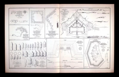 Mapa de la Guerra Civil de 1891 Petersburg VA y Mobile AL Forts batería ordenanzas proyectil Foto 1 de 4