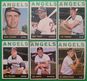 1964 Topps 6-Card Lot: LA Angels; Dean Chance, Bob Perry, Lee Thomas, Mel Nelson