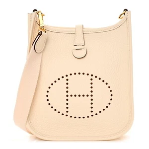 Hermes Evelyne Mini 16 Taurillon Clemence Nata White - Picture 1 of 18