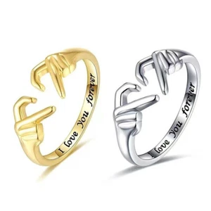 Verstellbarer Herz-Finger-Ring-offener Ring-Paar-Liebes-Schmuck-Ring-Geschen - Bild 1 von 12