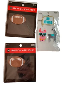 LOT OF 3 Football and Lama IRON ON PATCHES NEW - Picture 1 of 3