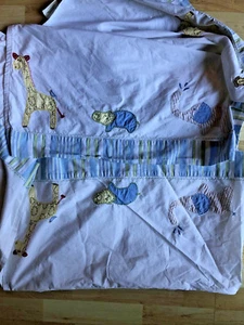 Pottery Barn Kids Jungle Safari Tailored Crib Skirt Dust Ruffle Cotton Monky/Ele - Picture 1 of 9