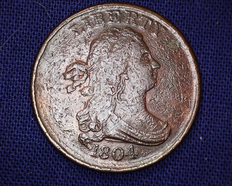 1804 Draped Bust Half Cent Crosslet 4 With Stems Low Mintage  #S148 Cover