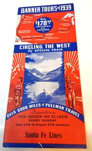 Santa Fe Line Circling the West Tour Banner Tours of 1939 6000 Miles California - Picture 1 of 3