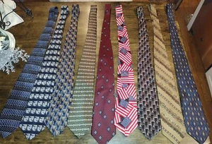 Silk Necktie Ties Van Heusen Ruffini Khasual 9pc Lot American Flag 4 New - Picture 1 of 14