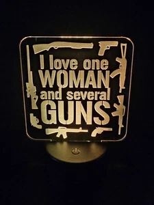 Several Guns 3D LED Night Light 16 Color Changing Acrylic Decor W/ Remote - Picture 1 of 11