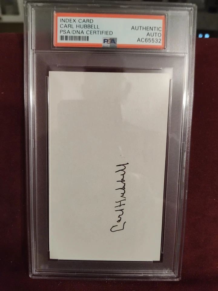 CARL HUBBELL 1928-43 HOF 1947 9X ALL STAR 2X NL MVP NO HITTER AUTO SIGNED PSA - Image 1 of 1