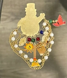 Vintage WATTA Schneemann Hänger Ketten und Charms Statement Brosche - Bild 1 von 5