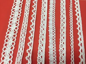 ENCAJE DE GANCHILLO ALGODÓN BLANCO DE COLECCIÓN 7-20 mm 1-5 m BODA REINO UNIDO Borde estrecho DELGADO - Imagen 1 de 9