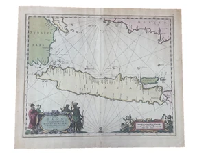 1657 ANTIQUE MAP Of JAVA BY JANSSONIUS BEAUTIFUL COLORING ASIA - Picture 1 of 3