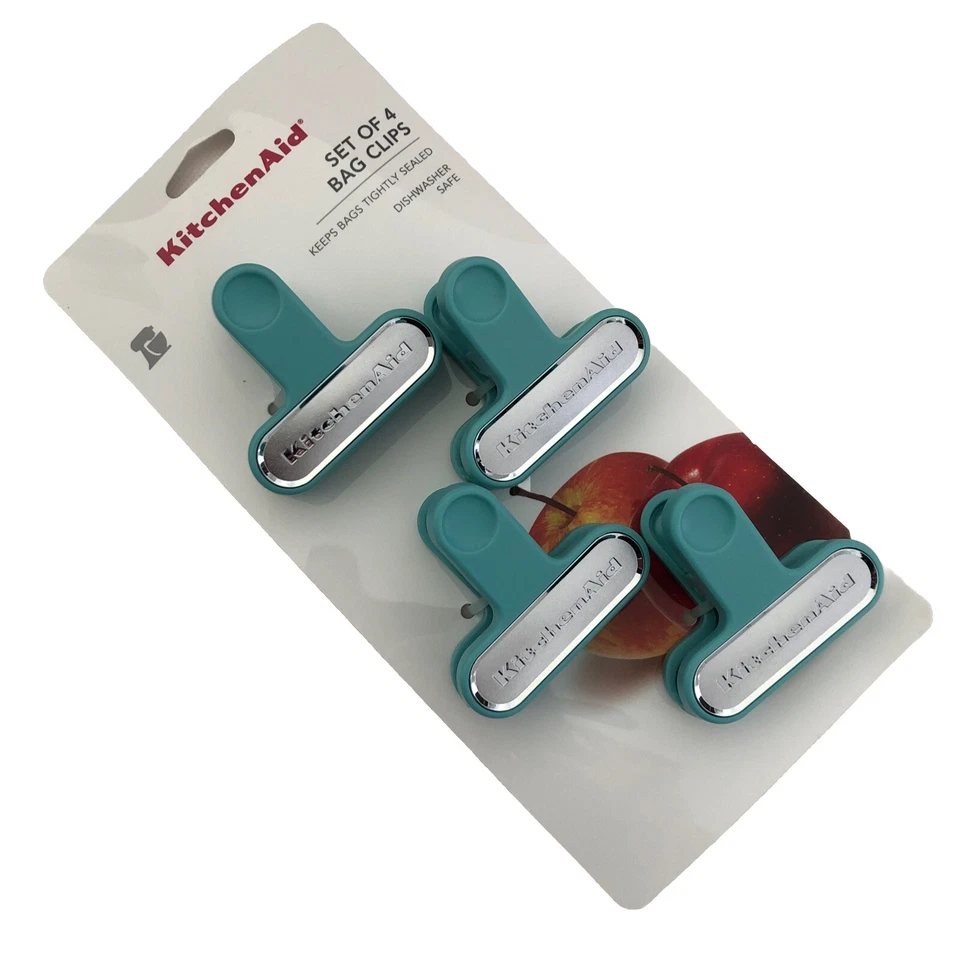 New Classic KitchenAid Aqua Sky HAQA 2 1/2 Inch 4 Kitchen Chip Bag Clips (4) - Image 1 of 1