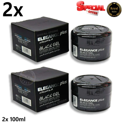 2x Elegance Plus Black Gel 100ml - Cover White Hair Original جل اليجانس اسود - Image 1 of 4