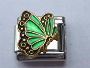 GREEN BUTTERFLY CLASSIC ITALIAN CHARM fits all 9mm Italian bracelet J8 - Picture 1 of 1