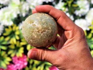 Small 60MM Natural Green Prehnite Stone Metaphysical Healing Power Sphere Ball - Picture 1 of 10