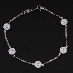 GEORG JENSEN Sterling Bracelet with White Enamel. 5 x Rhodinated Daisy. NEW! - Picture 1 of 6