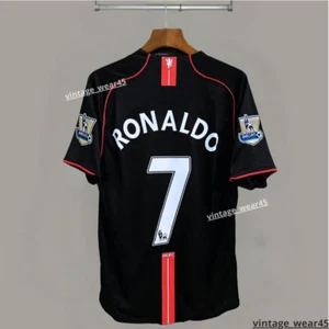 Ronaldo #7 Manchester United jersey 2007/2008 Retro Black Short Sleeve Size XL - Picture 1 of 7