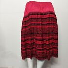 Dara Jeffries Plus Size 22 Rayon Red Black Paisley Pleated Skirt Vintage