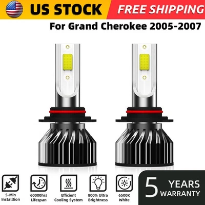 For Jeep Grand Cherokee 2005-2007 9005/HB3 LED Headlight Bulbs Kit High/Low Beam - Image 1 of 4