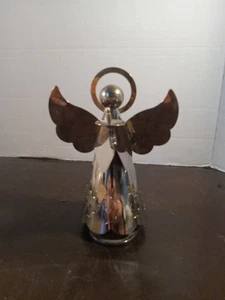 Ángel Musical de Navidad Sosteniendo Velas Juega Noche Silenciosa Plateado De Colección - Imagen 1 de 8