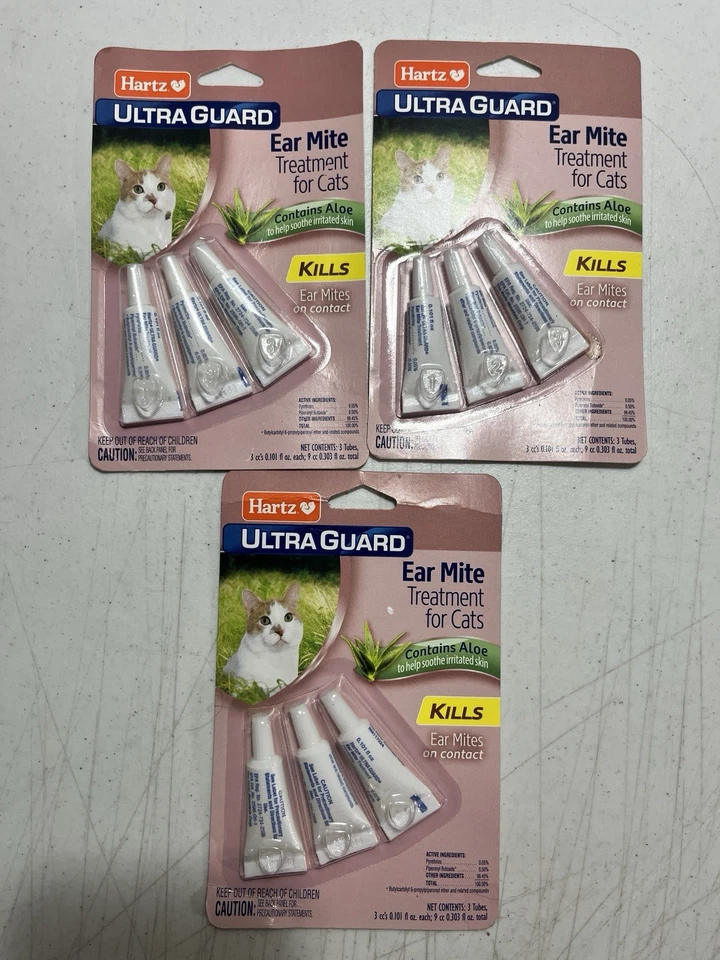 批量 3 件 Hartz 3 包 猫耳螨治疗 9 件 — 第 1/1 张图片