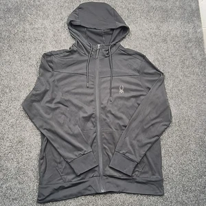 NEW Spyder Active Mens Black Full-Zip Hoodie With Logo Small Lightweight - Picture 1 of 11