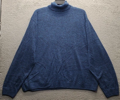 Suéter John Blair Para Hombres 3XL Azul De Gran Tamaño Tejido Apretado Manga Raglán Cuello Alto Foto 1 de 4