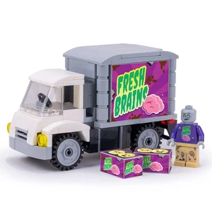 Fresh Brains Zombie Delivery Truck w/ Custom Minifig made using LEGO parts - B3 - Picture 1 of 2