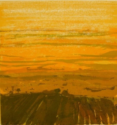 Litografía multiplata firmada a lápiz Ken Hildrew grabado; 'Paisaje nocturno' Foto 1 de 4