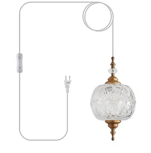 Plug in Pendant Light Fixtures Brass Vintage Pendant Lights Ceiling Pendant Fixt - Picture 1 of 11