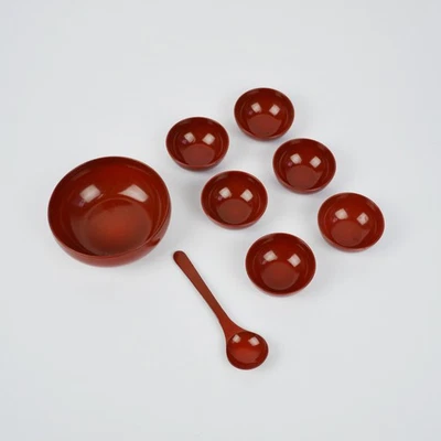 Vintage Coque en Plastique - Petit Bol - Cuillère - Rouge - Set - Coquille - Photo 1/4