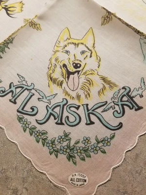 Nuevo de Lote Antiguo Pañuelo ALASKA Sitios de Viajes Estatales Souvenir Pañuelo Pañuelo Pañuelo Foto 1 de 4