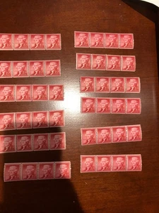 US stamps, 2c G. Wash #1055 coil with Lines, 12 strips of 4, joint lines, not #s - Picture 1 of 2