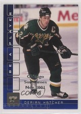 2001 ITG Be A Player Memorabilia Sapphire Chicago Sun-Times /10 Derian Hatcher