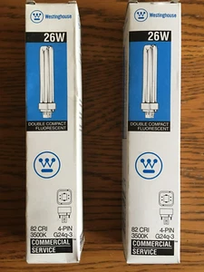 Lot of 2 Westinghouse 26 watt 4 pin double compact fluorescent bulb G24q-3 - Picture 1 of 6