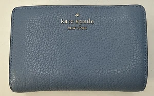 Kate Spade New York Madison Med Compact Bifold Wallet Light Blue Leather - Picture 1 of 13