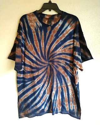 Camisa tingida em espiral feita à mão unissex masculina feminina tamanho XL algodão hippie Gildan (T083) - Imagem 1 de 3