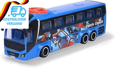 BESUCHE DEN DICKIE TOYS-STORE Dickie Toys - Spielzeug-Bus Man (Blau) – Lenkbarer Reise-Bus (26,5 Cm) Zum Spiel