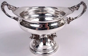 Wilhelm Ludwig Bowl Antique Footed Rosebuds Hanau German 800 Silver - Picture 1 of 10