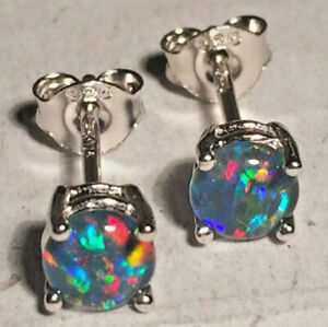 Opal Sapphires Ruby Topaz.. Stud Earrings  5mm & 6mm Solid Silver Stamped S925
