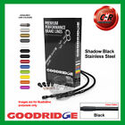 For SUZUKI GS1000GT 80-84 Goodridge BLK SS Black Frt Brake Hoses SU0853-3FCBK-BK