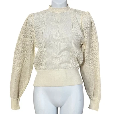 Suéter Zara Eduardiano Antiguo Encaje Manga Abullonada Tejido Ligero Talla Mediana Foto 1 de 3