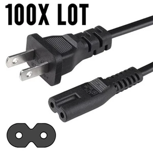 100PCS 2-Prong Port Pin AC Power Cord Cable Adapter PC Laptop PS2 PS3 HP Dell - Picture 1 of 5