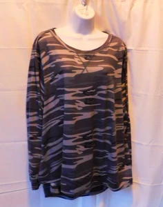 langarmshirt damen grau camo - Bild 1 von 4
