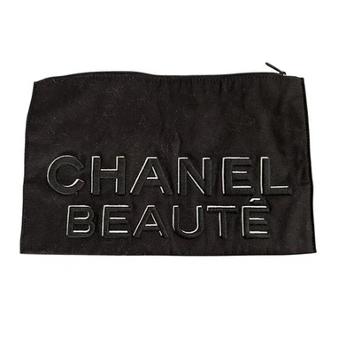 Bolsa organizadora de maquiagem CHANEL BEAUTE preta cosmética com zíper - Imagem 1 de 4