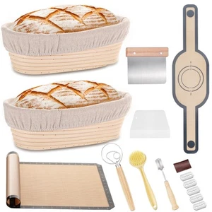Bread Proofing Basket Set of 2, 10 Inch Oval Bread Proofing Basket Set, Sourd... - Picture 1 of 7