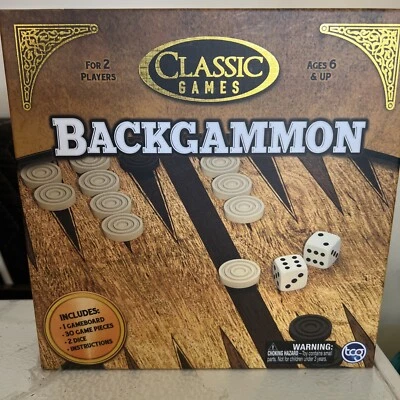 Backgammon Board Game TCG Toys Classic Games for 2 Players Ages 6&up Open New - Image 1 of 4