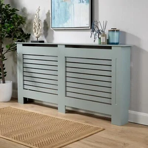 Extra Large Radiator Cover Wooden MDF Wall Cabinet Shelf Slatted Grill Grey - Picture 1 of 7