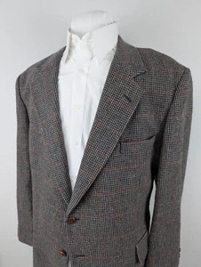 VINTAGE Alexander Shields Wool Sport Coat Blazer Mens 44R Brown Wooden Button - Picture 1 of 14